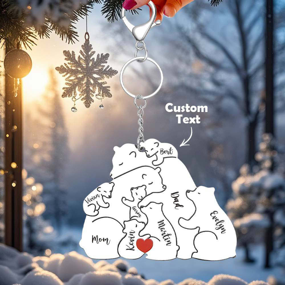 Personalized Engraved Papa Mama Bear Keychain Family Keepsake Gift for Dad Mom - makephotopuzzleuk