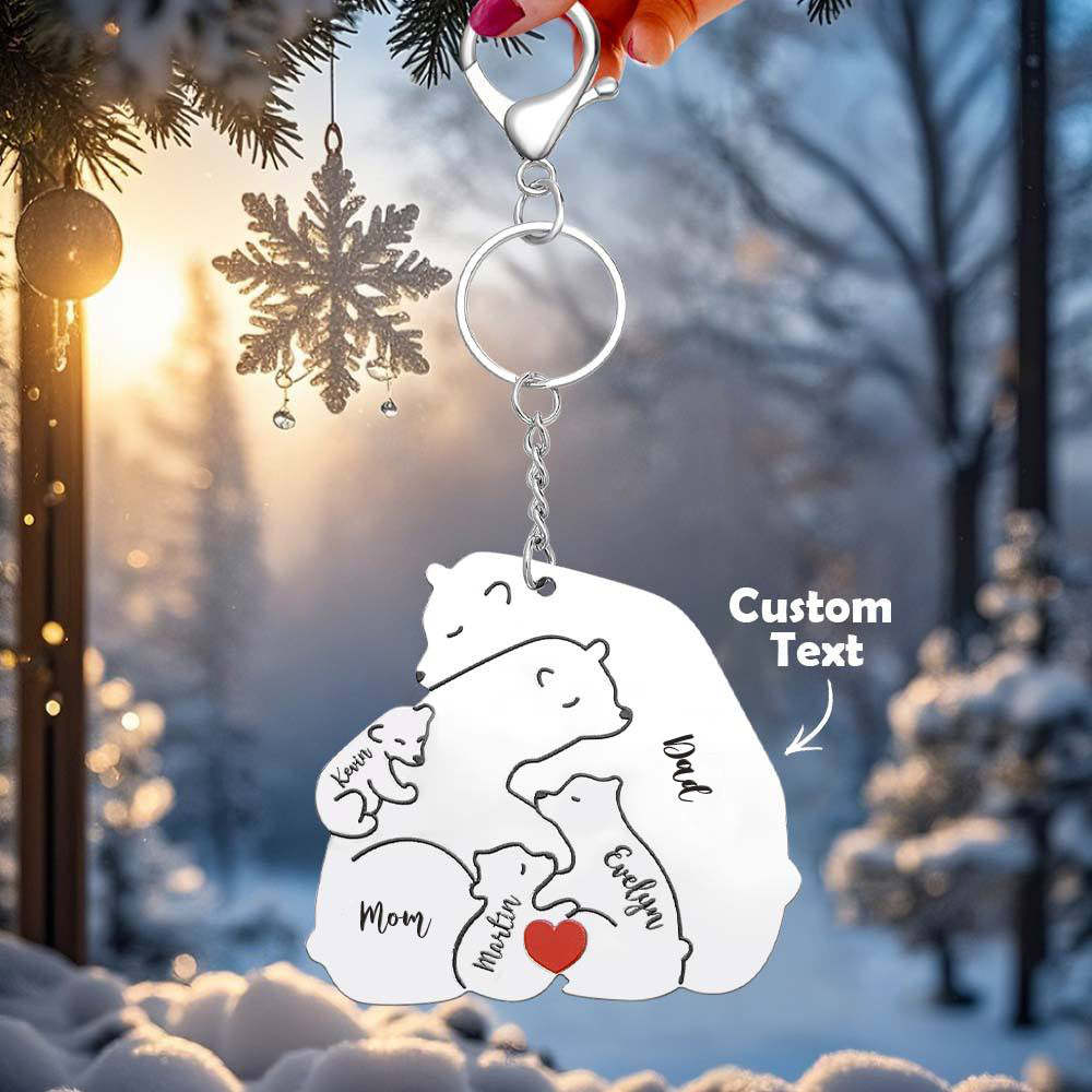 Personalized Engraved Papa Mama Bear Keychain Family Keepsake Gift for Dad Mom - makephotopuzzleuk