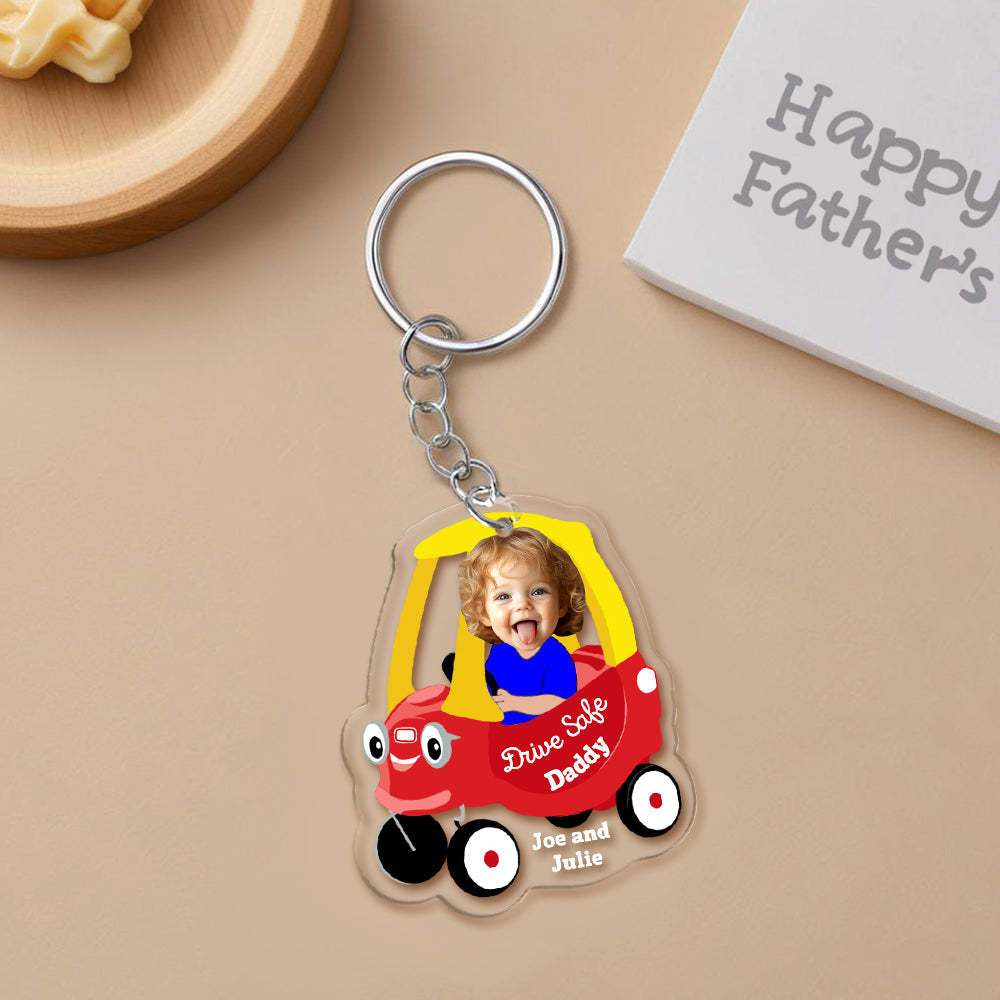 Gifts for Dad Personalized Face Acrylic Keychain Drive Safe Daddy - makephotopuzzleuk