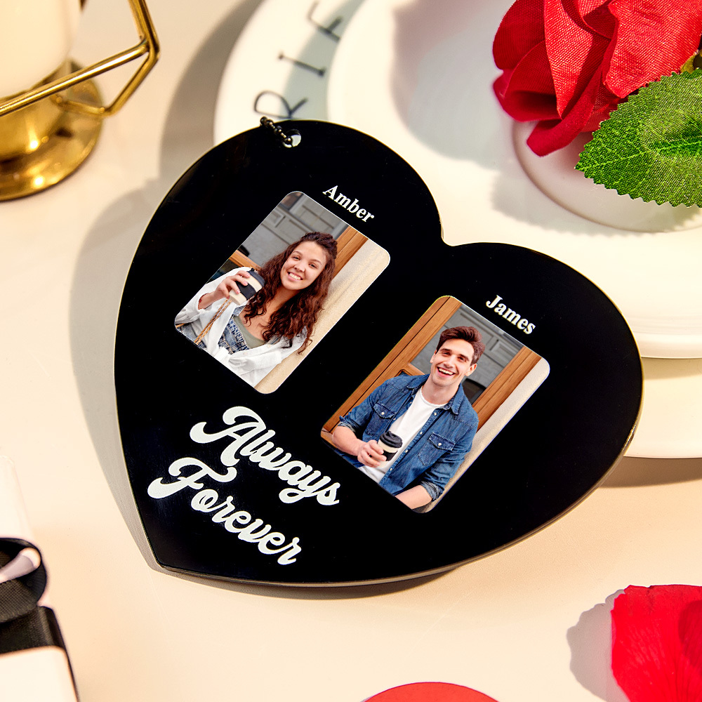 Customizable Black and Red Heart Style Purse Accessory Personalized Image and Text Charm for Your Bag Gift for Her On Anniversary