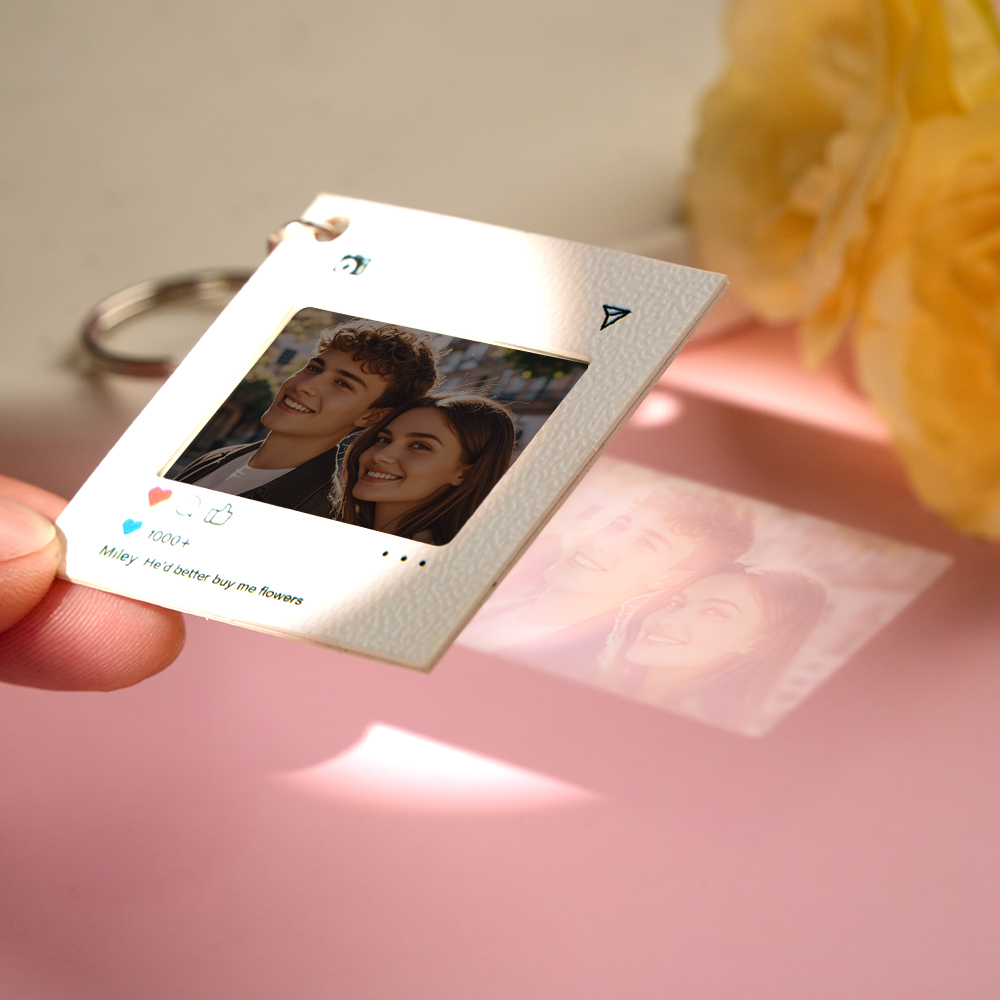 Custom Couple Themed Photo Reverse Film Keychain Personalized Retro Style Film Roll Keychain for Couples - makephotopuzzleuk