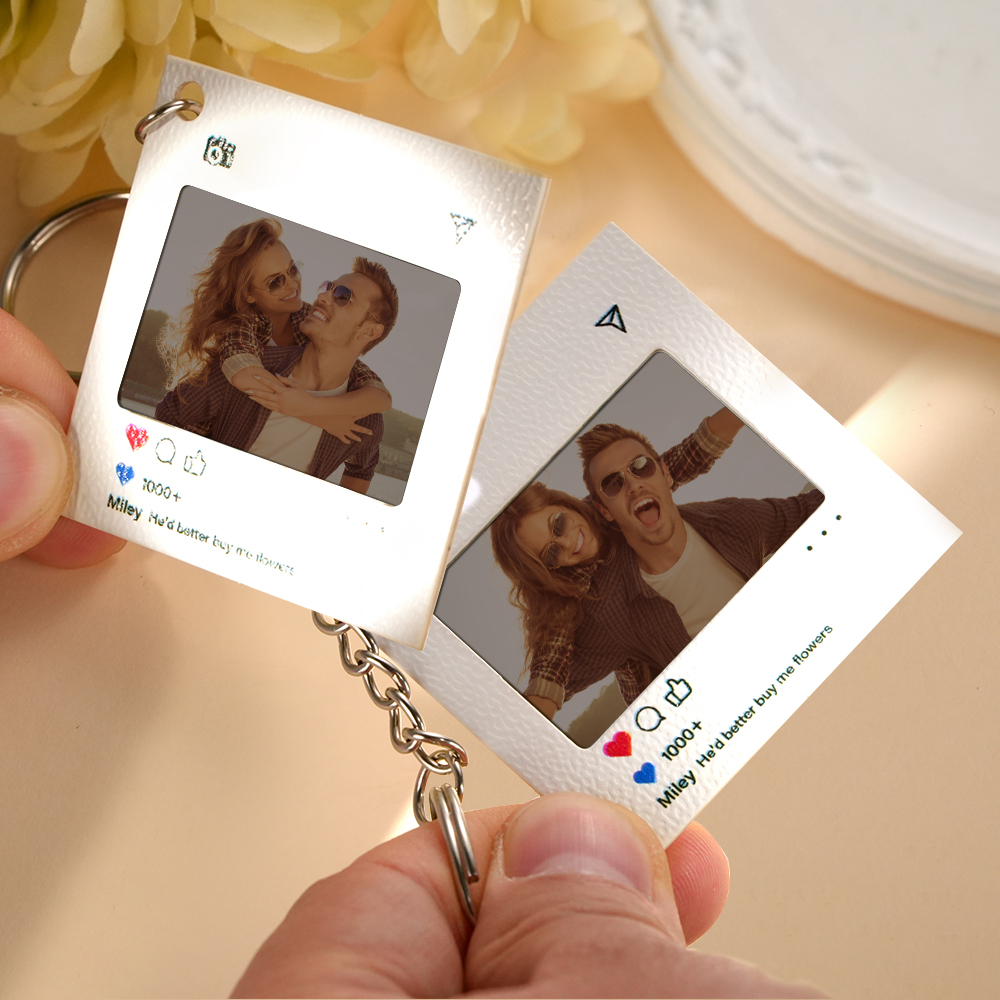 Custom Couple Themed Photo Reverse Film Keychain Personalized Retro Style Film Roll Keychain for Couples - makephotopuzzleuk