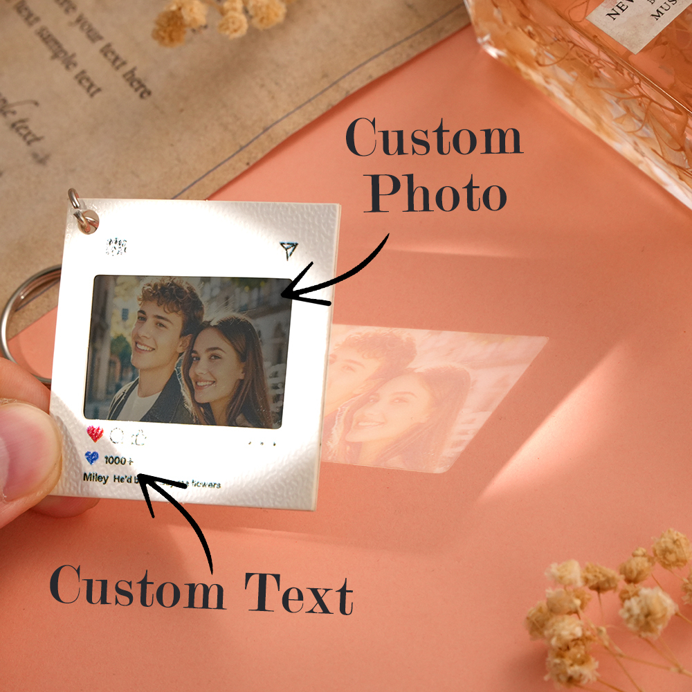 Custom Couple Themed Photo Reverse Film Keychain Personalized Retro Style Film Roll Keychain for Couples - makephotopuzzleuk