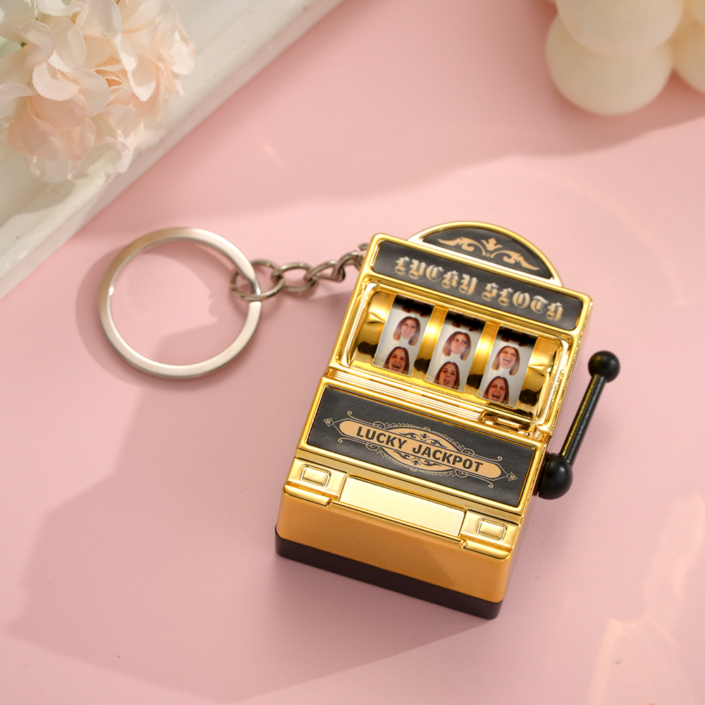 YOU ARE MY JACKPOT Custom Multi-Head Slot Machine Keychain Personalized Colorful Keychain for Couples - makephotopuzzleuk