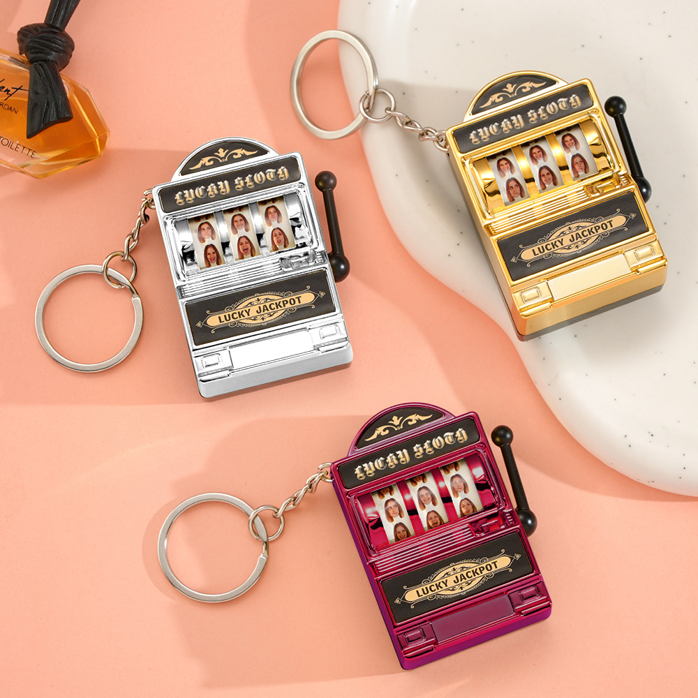 YOU ARE MY JACKPOT Custom Multi-Head Slot Machine Keychain Personalized Colorful Keychain for Couples - makephotopuzzleuk