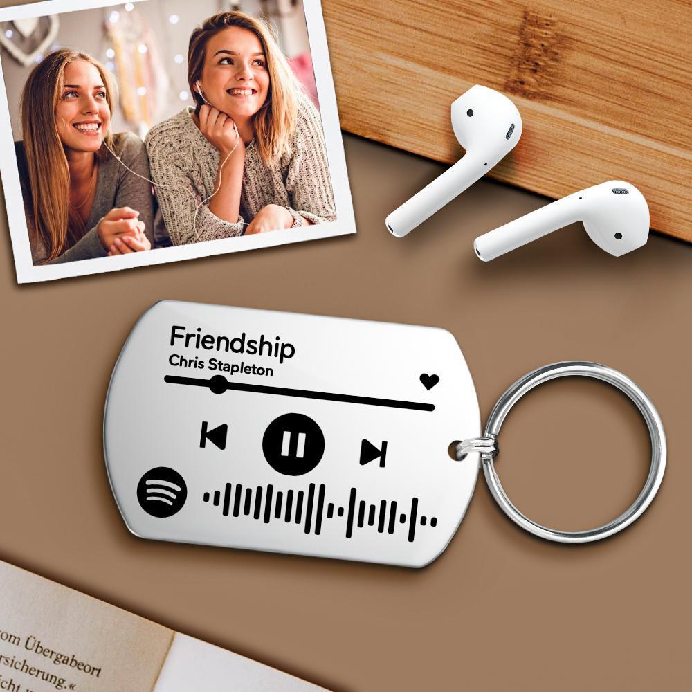 Personalised Scannable Music Spotify Code Keychain Custom Laser Engrave Stainless Steel Rose Gold Spotify Code Keychain
