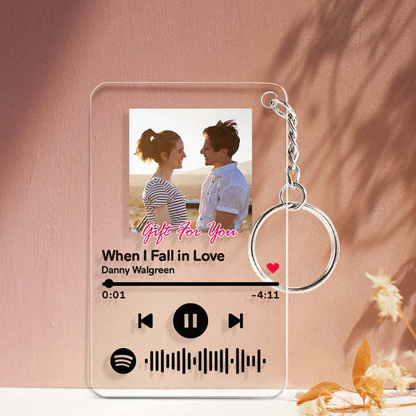 Custom Spotify Code Acrylic Keychain/Plaque/Night Light Personalised Song Engraved Gift For Lover - makephotopuzzleuk