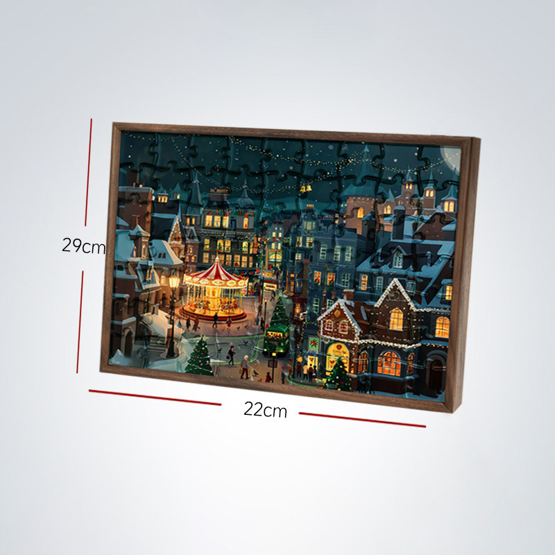 Personalized Photo Puzzle 48-63 Piece LED Acrylic Light Up Jigsaw with Wooden Frame Birthday Gift - makephotopuzzleuk