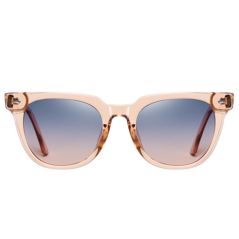 Duncan - Classic Trendy Stylish Polarized Sunglasses - Transparent Tea/Blue Pink