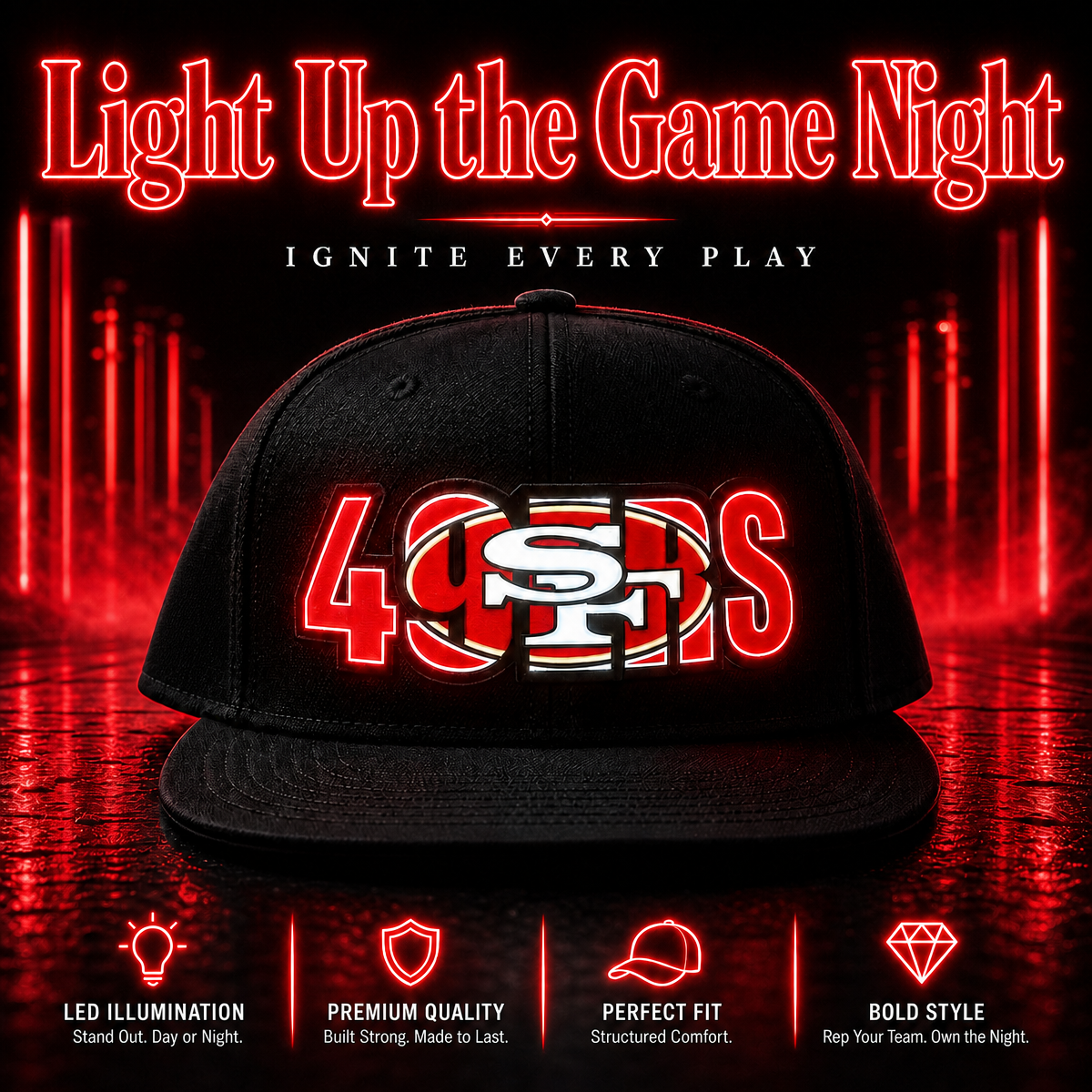 Football Fan LED Light-Up Snapback Cap - makephotopuzzleuk