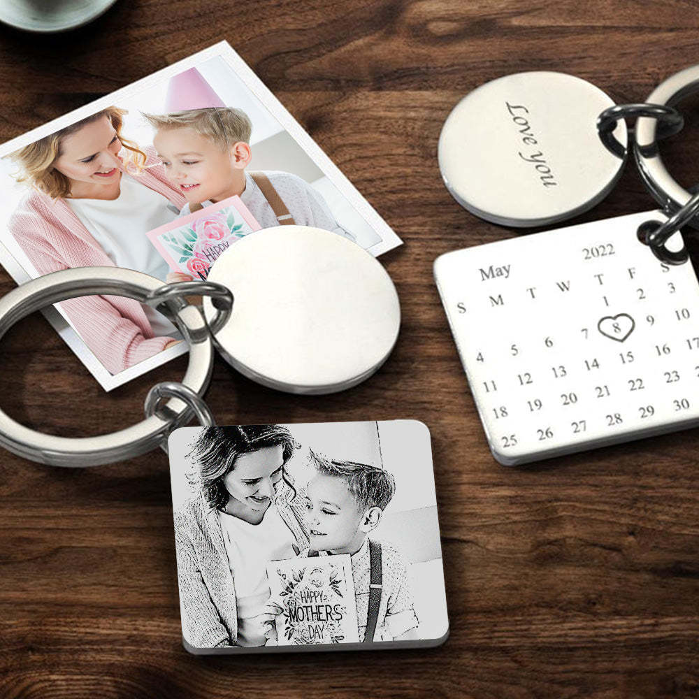 Best Gift Custom Photo Engraved Calendar Keychain Anniversary Gift for Lover