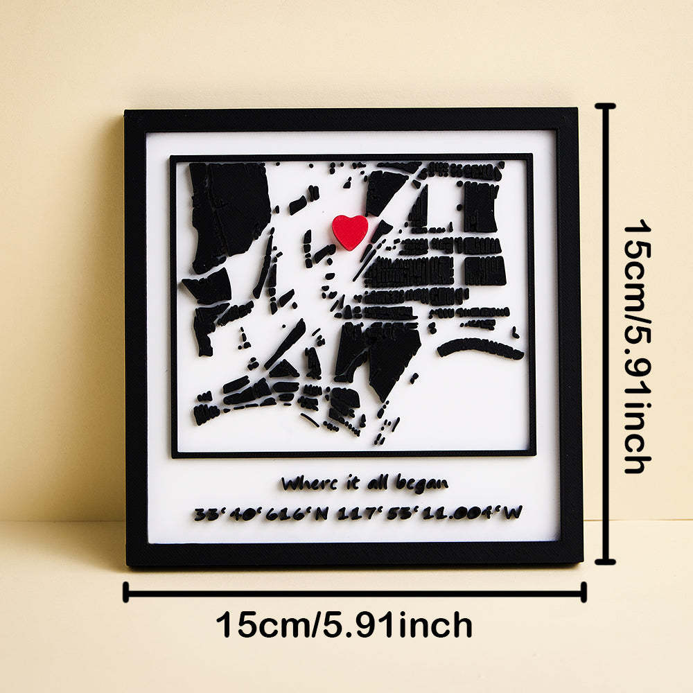 Personalized 3D Printed Location Map Plaque Where It All Began Plaque Gifts for Lover - makephotopuzzleuk