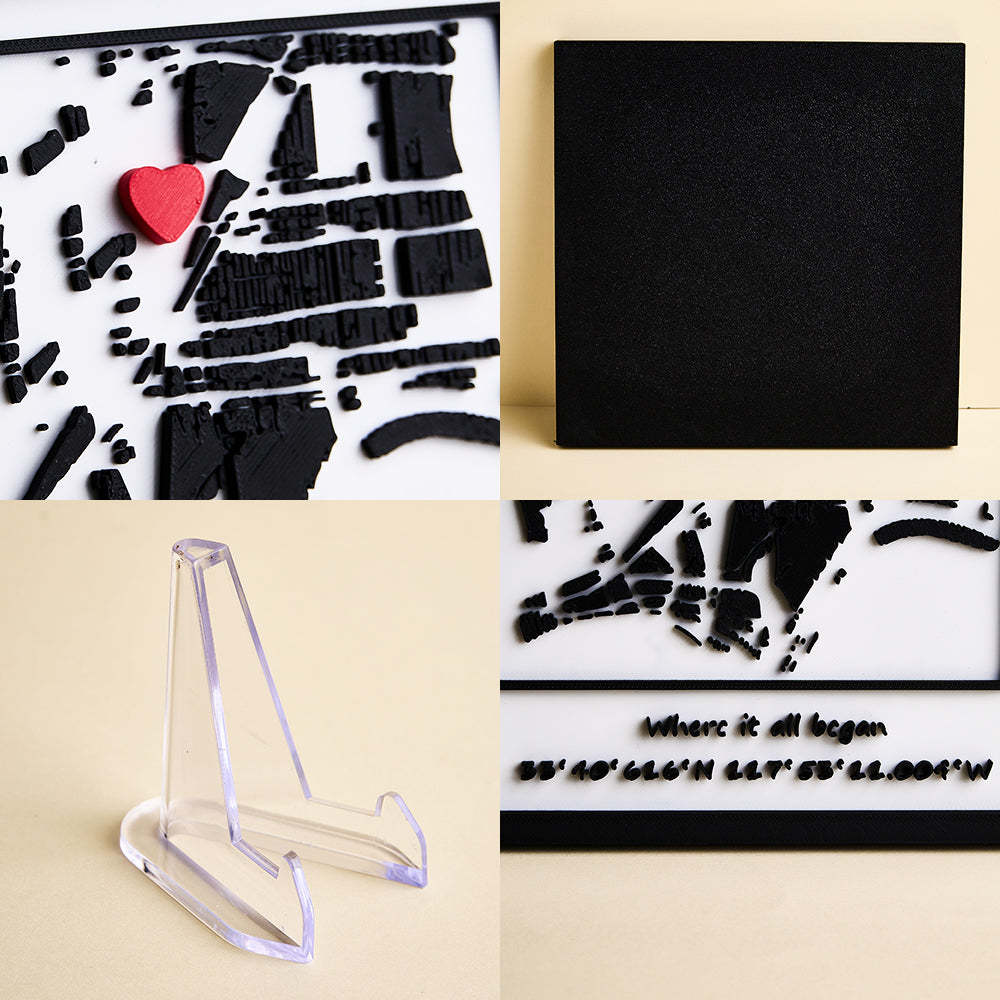 Personalized 3D Printed Location Map Plaque Where It All Began Plaque Gifts for Lover - makephotopuzzleuk