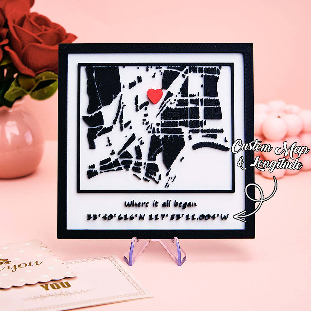 Personalized 3D Printed Location Map Plaque Where It All Began Plaque Gifts for Lover - makephotopuzzleuk