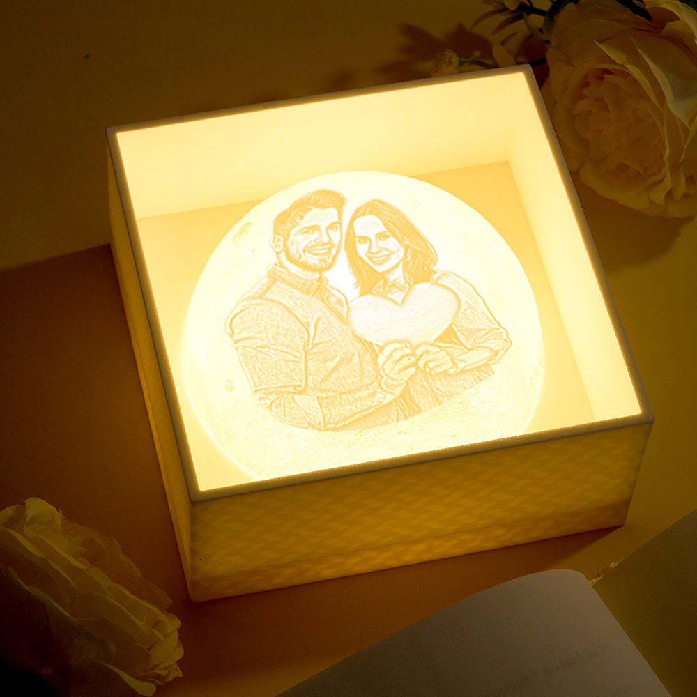 Personalized 3D Printed Photo Moon Light Gift for Lover - makephotopuzzleuk