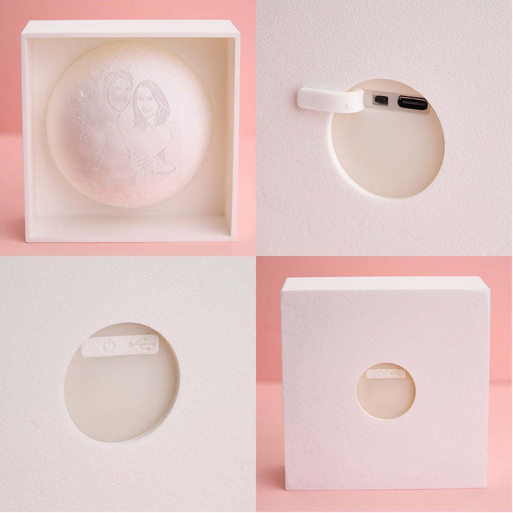 Personalized 3D Printed Photo Moon Light Gift for Lover - makephotopuzzleuk