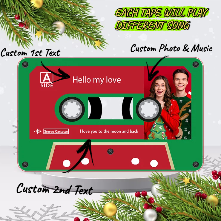 Music MixTape Fridge Magnet Cassette-Shaped with Preview Before Buy| Auto-Play 1-9 Song Acrylic Decor MixTape No Phone Needed Gift for Couples - makephotopuzzleuk