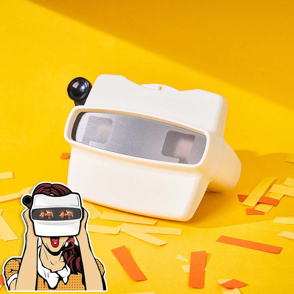 Custom 3D Viewfinder and Reel – Personalized Christmas Gift with your own photos Text and Photo Viewer Multiple Films Available White Viewfinder - makephotopuzzleuk