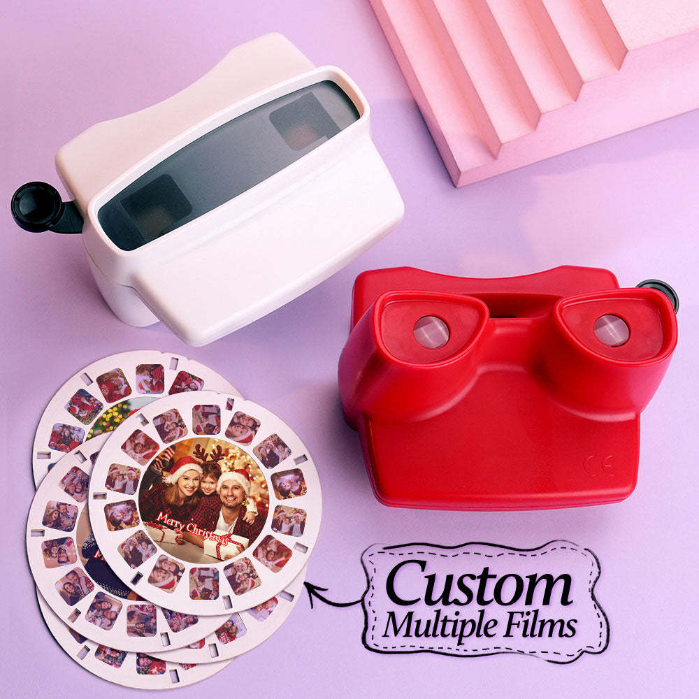Custom 3D Viewfinder and Reel – Personalized Christmas Gift with your own photos Text and Photo Viewer Multiple Films Available White Viewfinder - makephotopuzzleuk