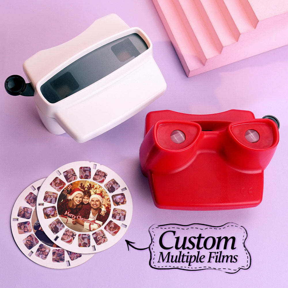 Custom 3D Viewfinder and Reel – Personalized Christmas Gift with your own photos Text and Photo Viewer Multiple Films Available White Viewfinder - makephotopuzzleuk