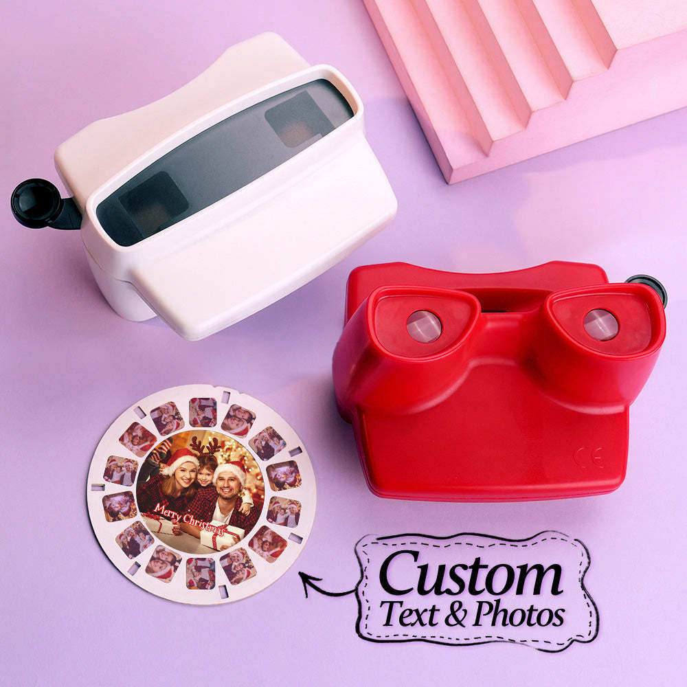 Custom 3D Viewfinder and Reel – Personalized Christmas Gift with your own photos Text and Photo Viewer Multiple Films Available White Viewfinder - makephotopuzzleuk