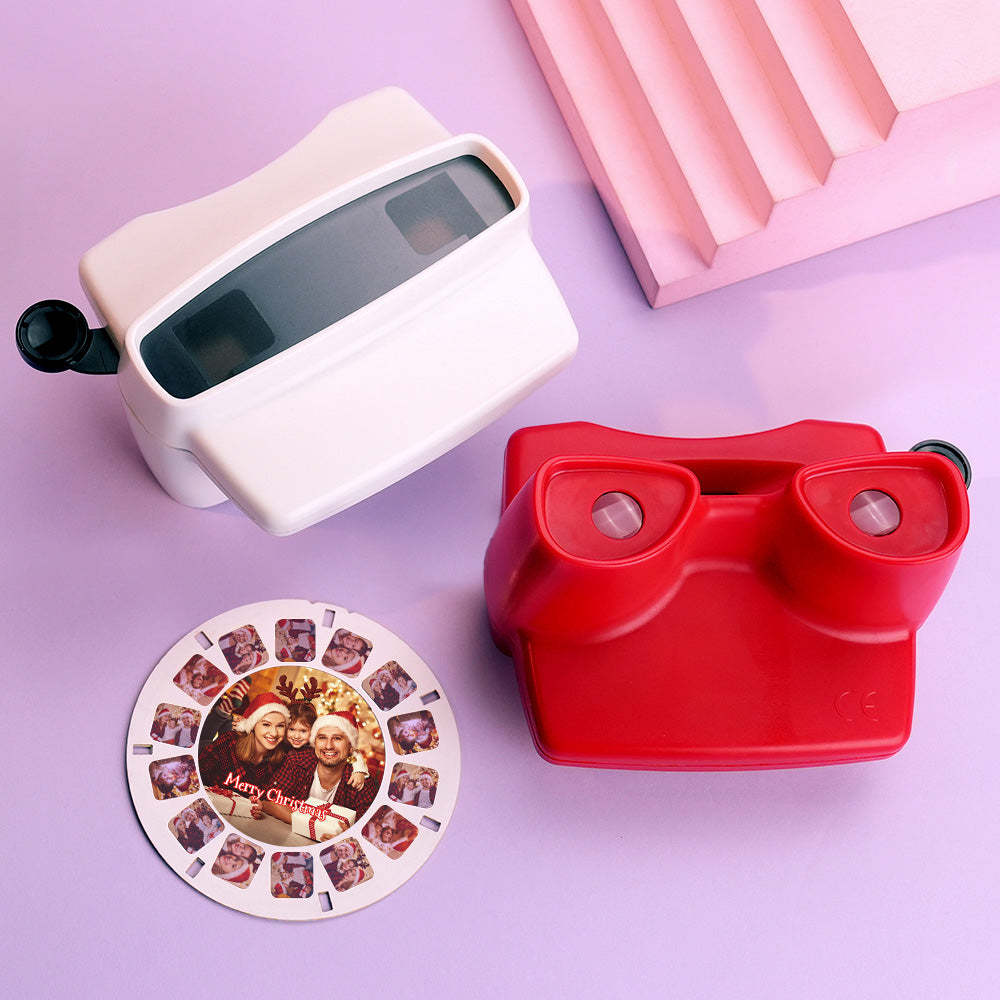 Custom 3D Viewfinder and Reel – Personalized Christmas Gift with your own photos Text and Photo Viewer Multiple Films Available White Viewfinder - makephotopuzzleuk