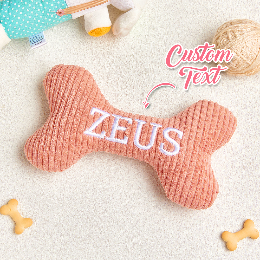 Personalized Dog Bone Toy: Embroidered Wool Blend Puppy Gift