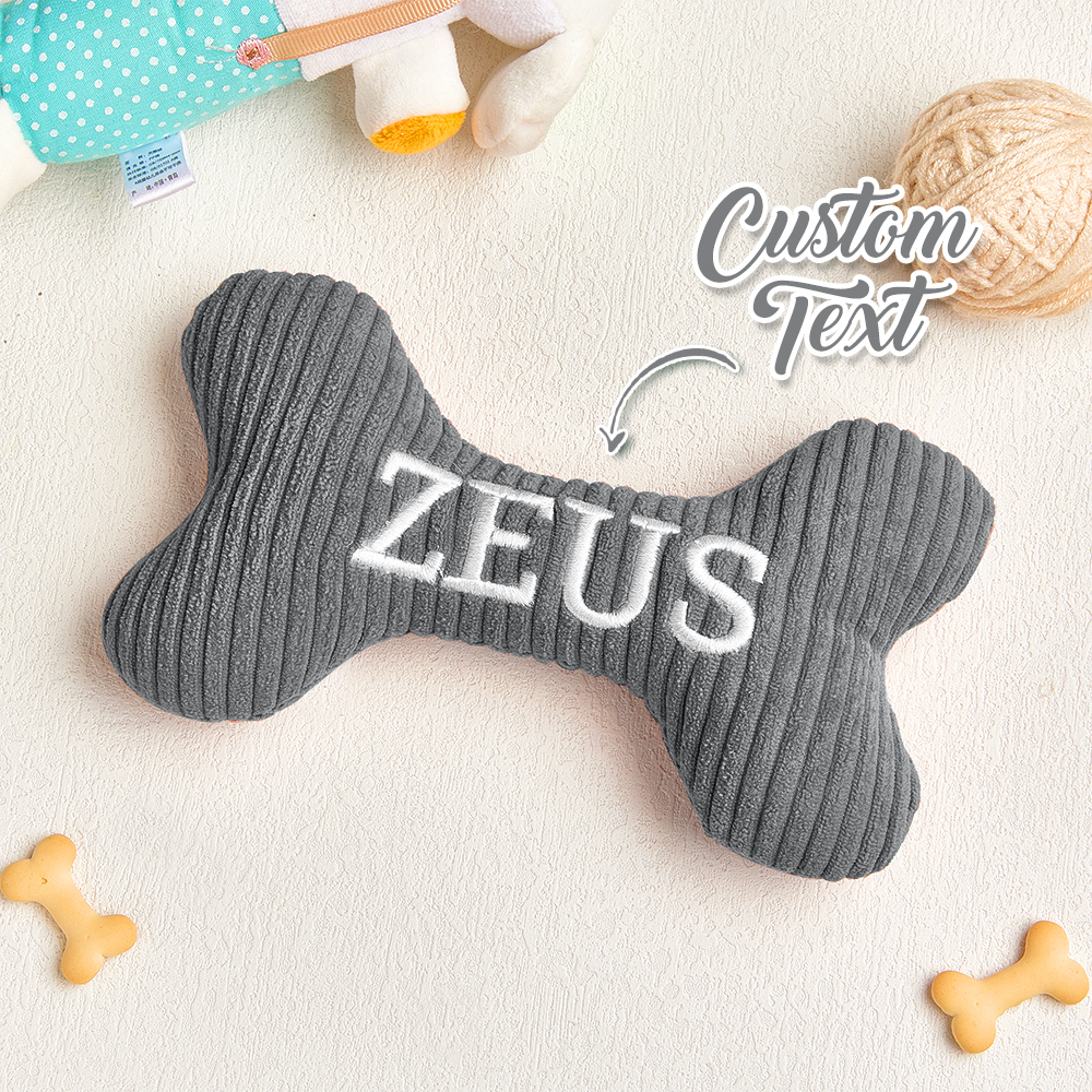 Personalized Dog Bone Toy: Embroidered Wool Blend Puppy Gift