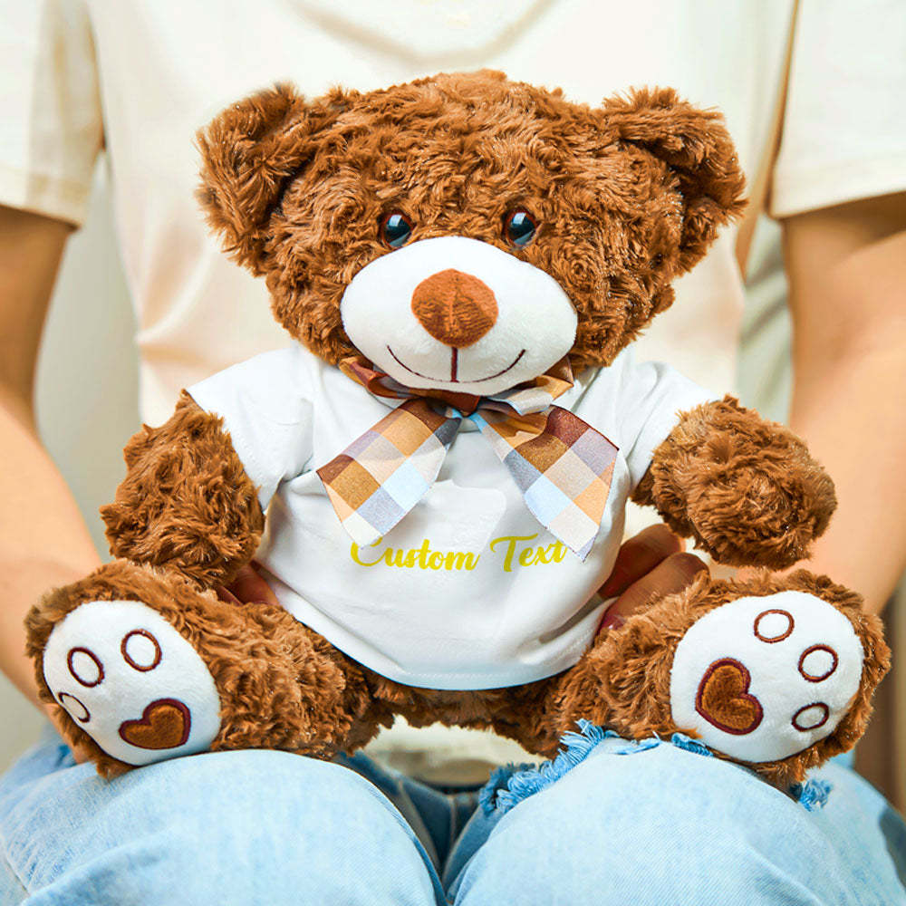 Personalized Bear Plush Stuffed Toy with Custom Text Gift for Baby Shower - makephotopuzzleuk