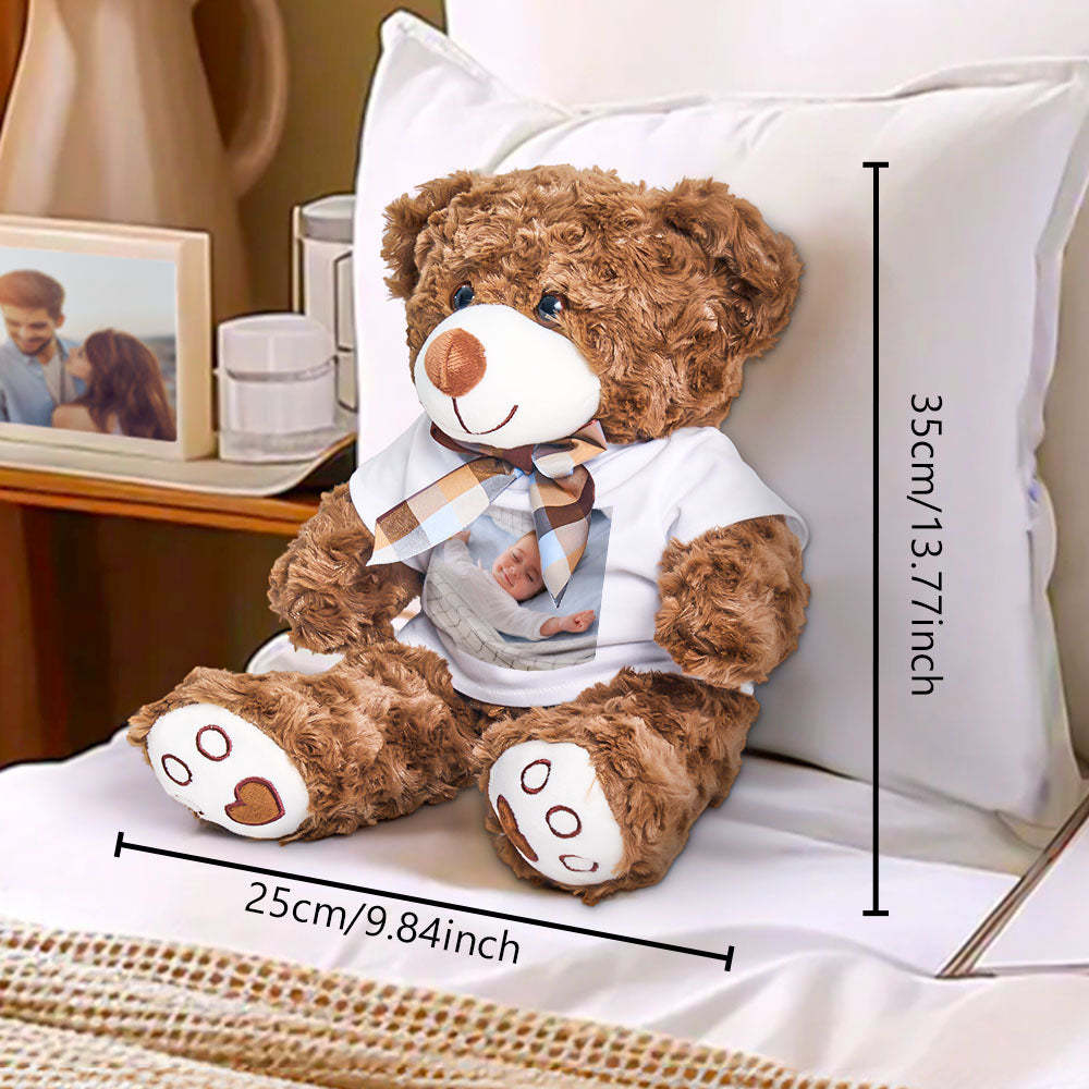 Personalized Bear Plush Stuffed Toy with Photo Gift for Kids - makephotopuzzleuk