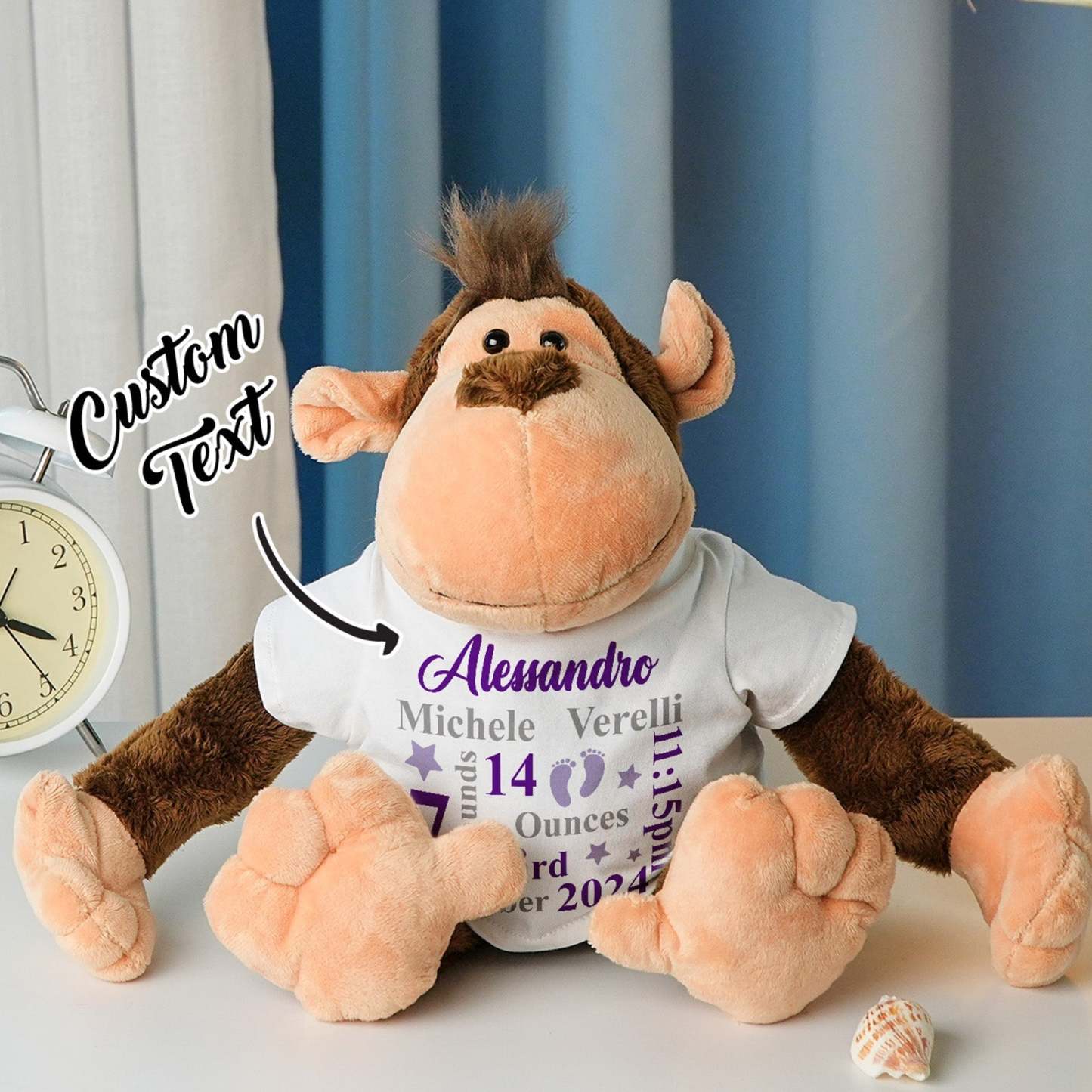 Personalized Animal Plush Stuffed Toy Birth Announcement Gift for Baby Shower - makephotopuzzleuk
