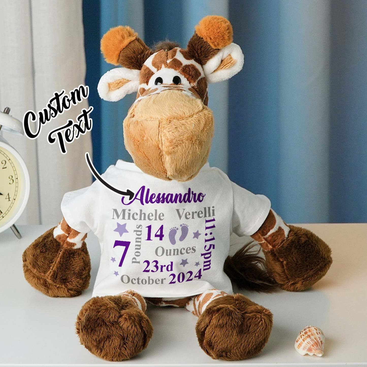Personalized Animal Plush Stuffed Toy Birth Announcement Gift for Baby Shower - makephotopuzzleuk