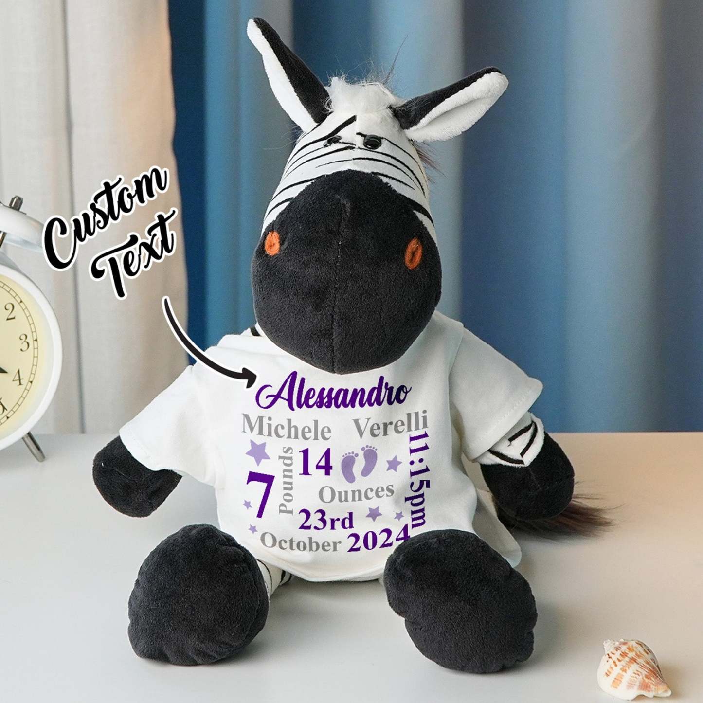 Personalized Animal Plush Stuffed Toy Birth Announcement Gift for Baby Shower - makephotopuzzleuk