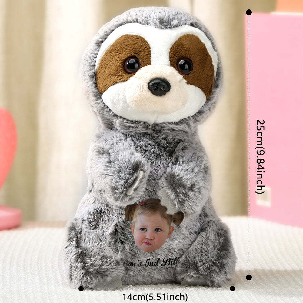 Personalized Sloth Plush Stuffed Toy with Custom Text and Face Gift for Kids - makephotopuzzleuk