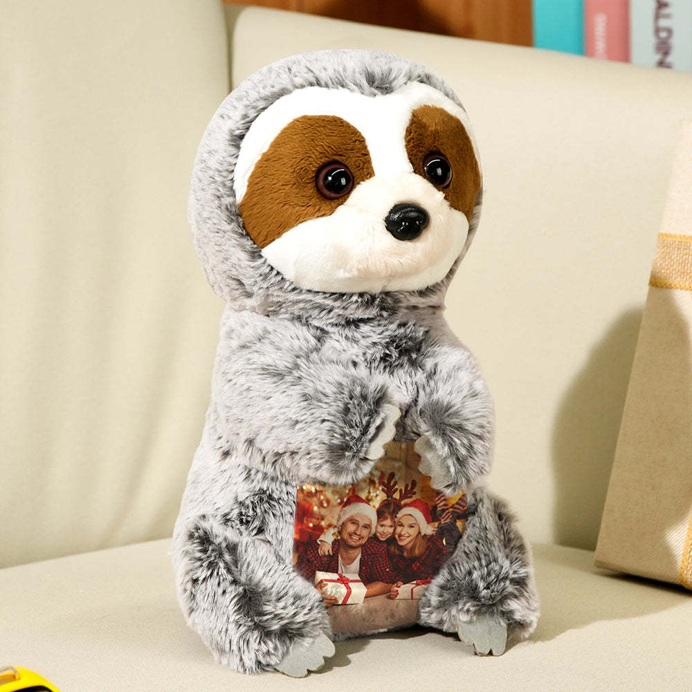Personalized Sloth Plush Stuffed Toy with Photo Gift for Kids - makephotopuzzleuk