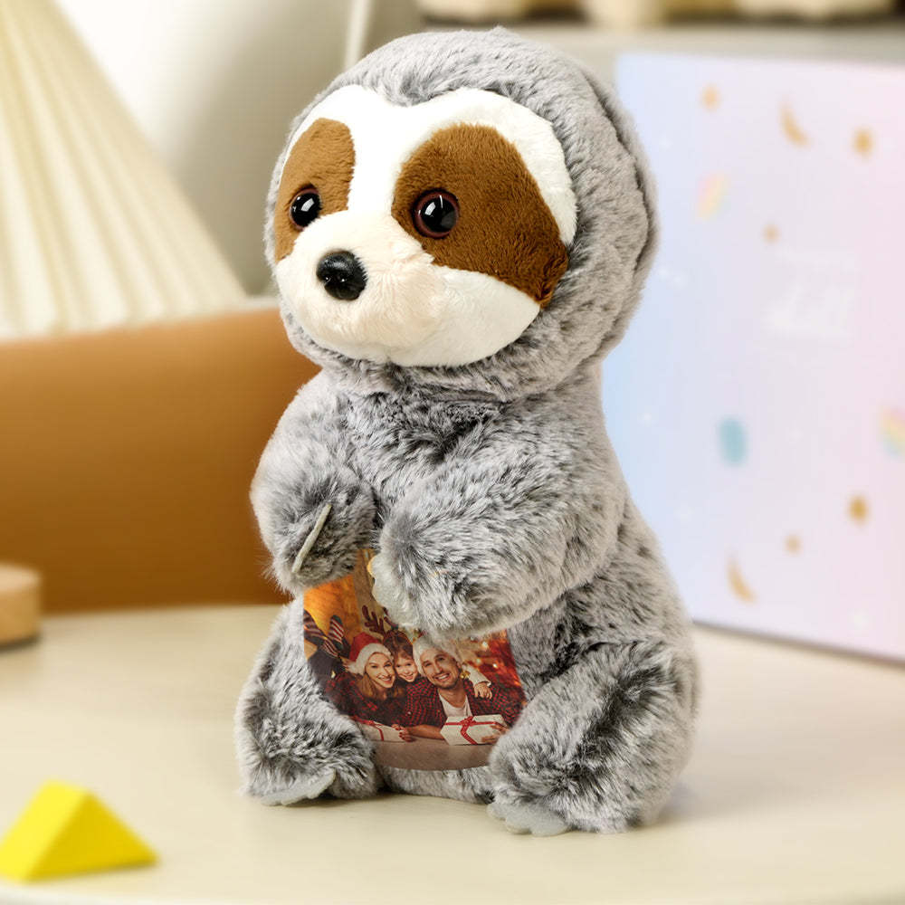 Personalized Sloth Plush Stuffed Toy with Photo Gift for Kids - makephotopuzzleuk