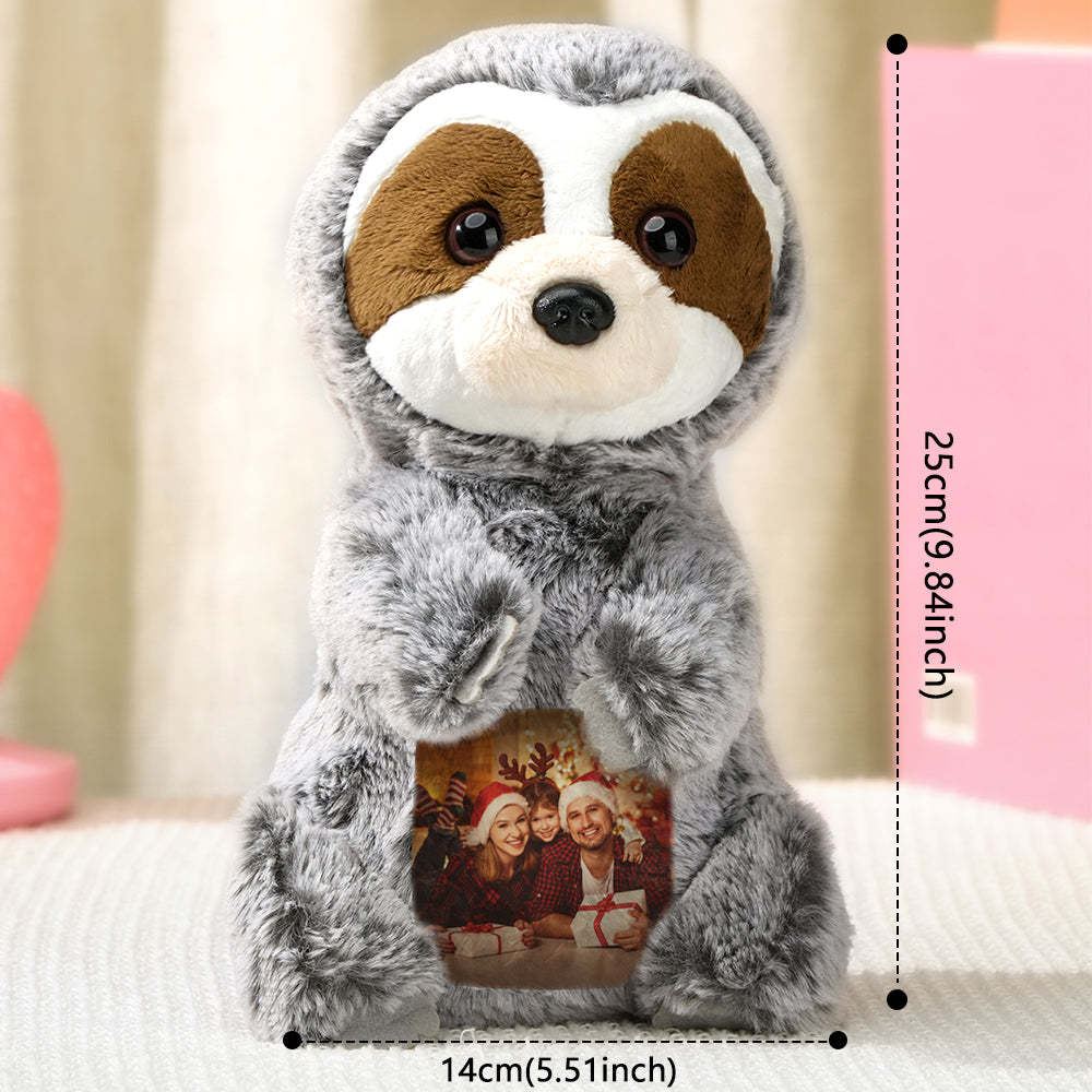 Personalized Sloth Plush Stuffed Toy with Photo Gift for Kids - makephotopuzzleuk