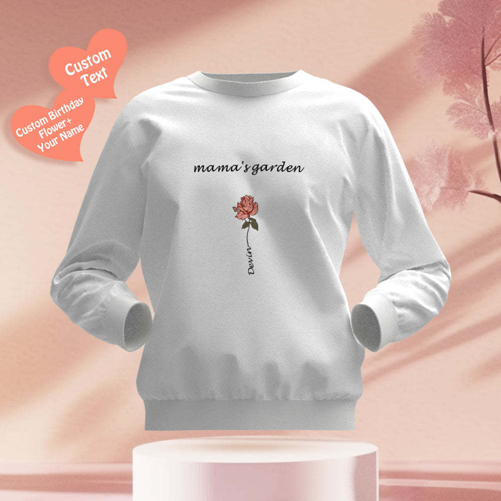 Custom Engraved Hoodie Round Neck Mama's Garden is Her Children Gifts for Mom - mymoonlampuk