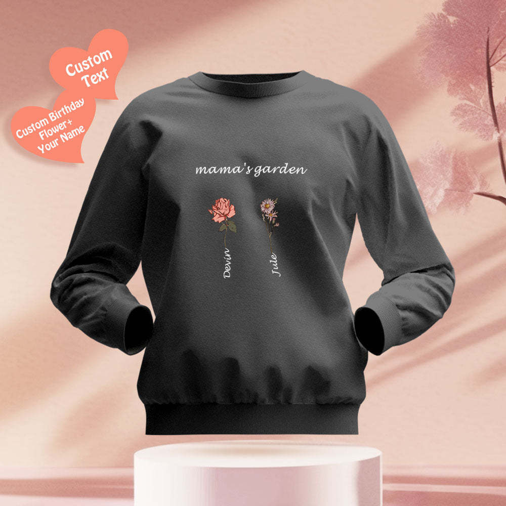 Custom Engraved Hoodie Round Neck Mama's Garden is Her Children Gifts for Mom - mymoonlampuk