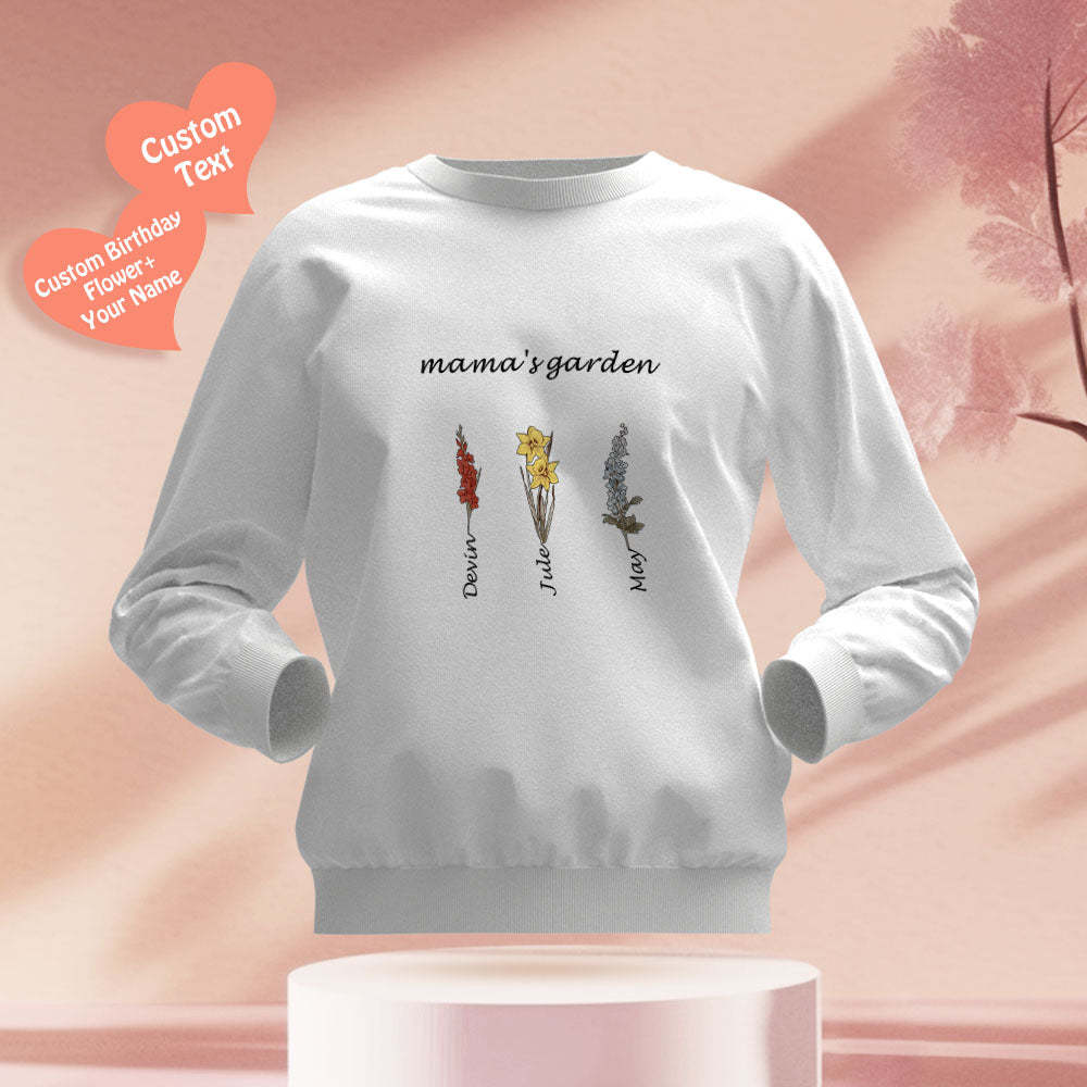 Custom Engraved Hoodie Round Neck Mama's Garden is Her Children Gifts for Mom - mymoonlampuk