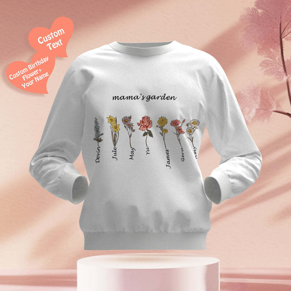 Custom Engraved Hoodie Round Neck Mama's Garden is Her Children Gifts for Mom - mymoonlampuk