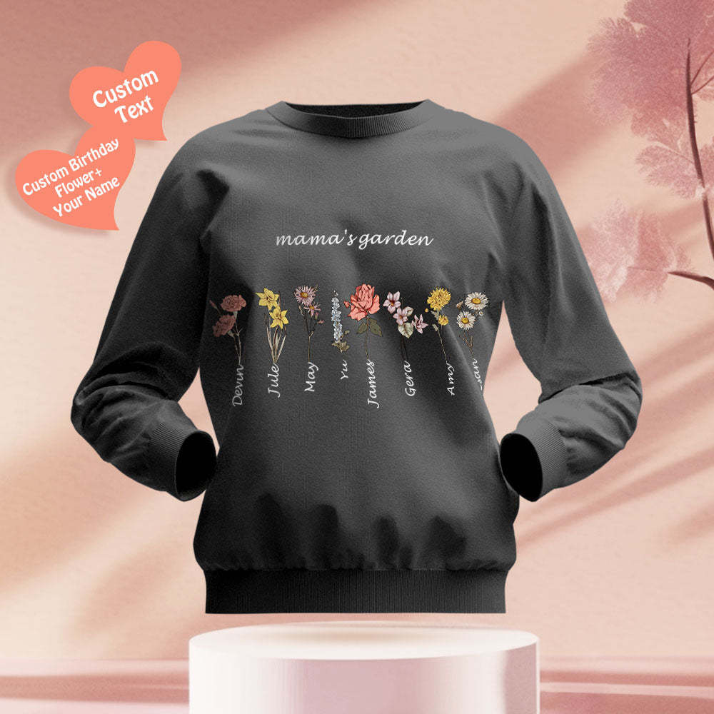 Custom Engraved Hoodie Round Neck Mama's Garden is Her Children Gifts for Mom - mymoonlampuk