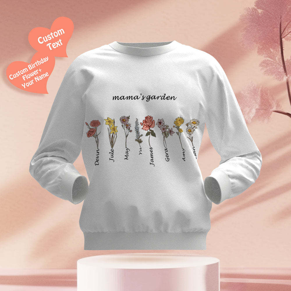 Custom Engraved Hoodie Round Neck Mama's Garden is Her Children Gifts for Mom - mymoonlampuk