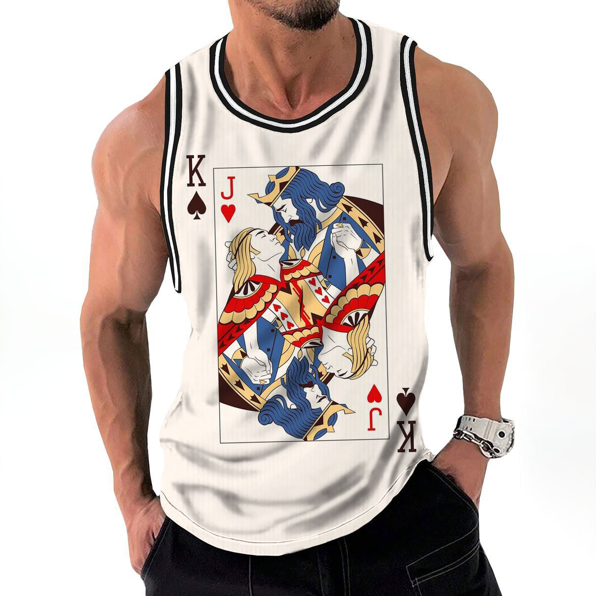 2026 Pride Poker Print Tank Top Colorful Gay Man Streetwear for LGBTQ+ Style - makephotopuzzleuk