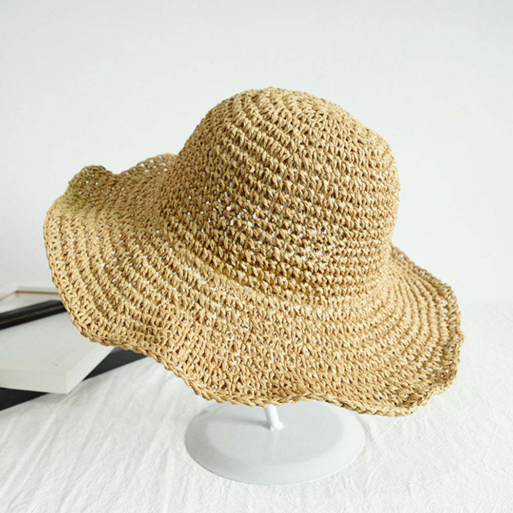 Women Fashion Summer Straw Hat Sun Hat Folding Travel Beach Cap - makephotopuzzleuk