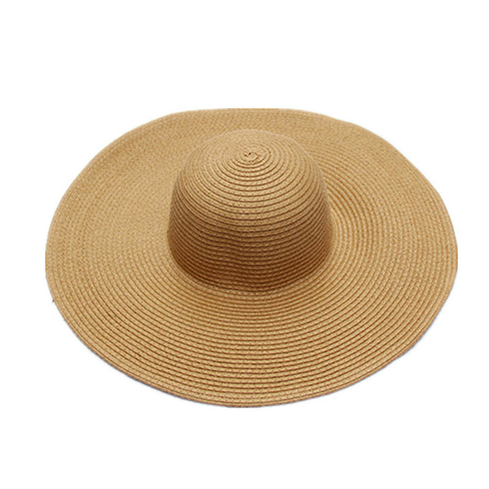 Women Summer Sun Protection Straw Hat Beach Wide Brim Big Floppy Folding Sun Hat - makephotopuzzleuk