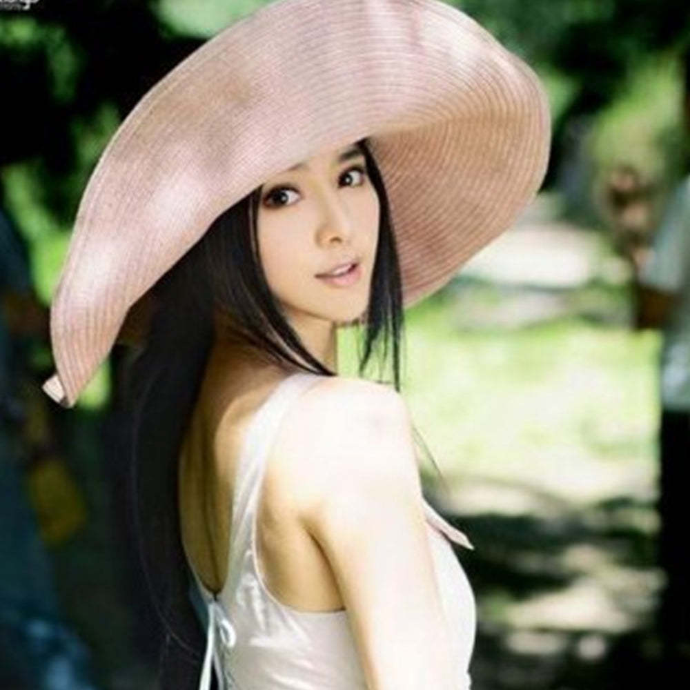 Women Summer Sun Protection Straw Hat Beach Wide Brim Big Floppy Folding Sun Hat - makephotopuzzleuk