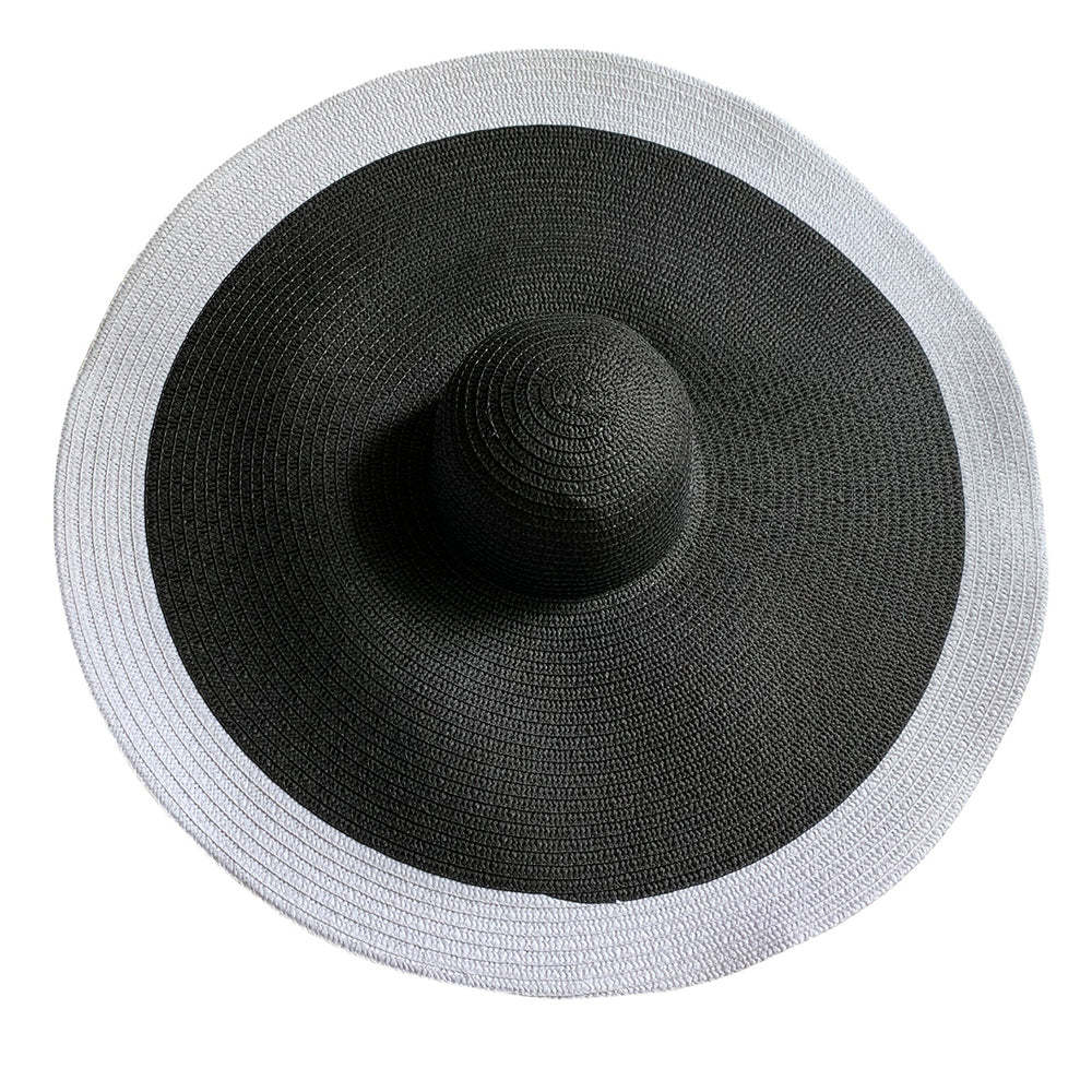 Women Summer Sun Protection Straw Hat Beach Oversized Brim Big Floppy Folding Sun Hat - makephotopuzzleuk