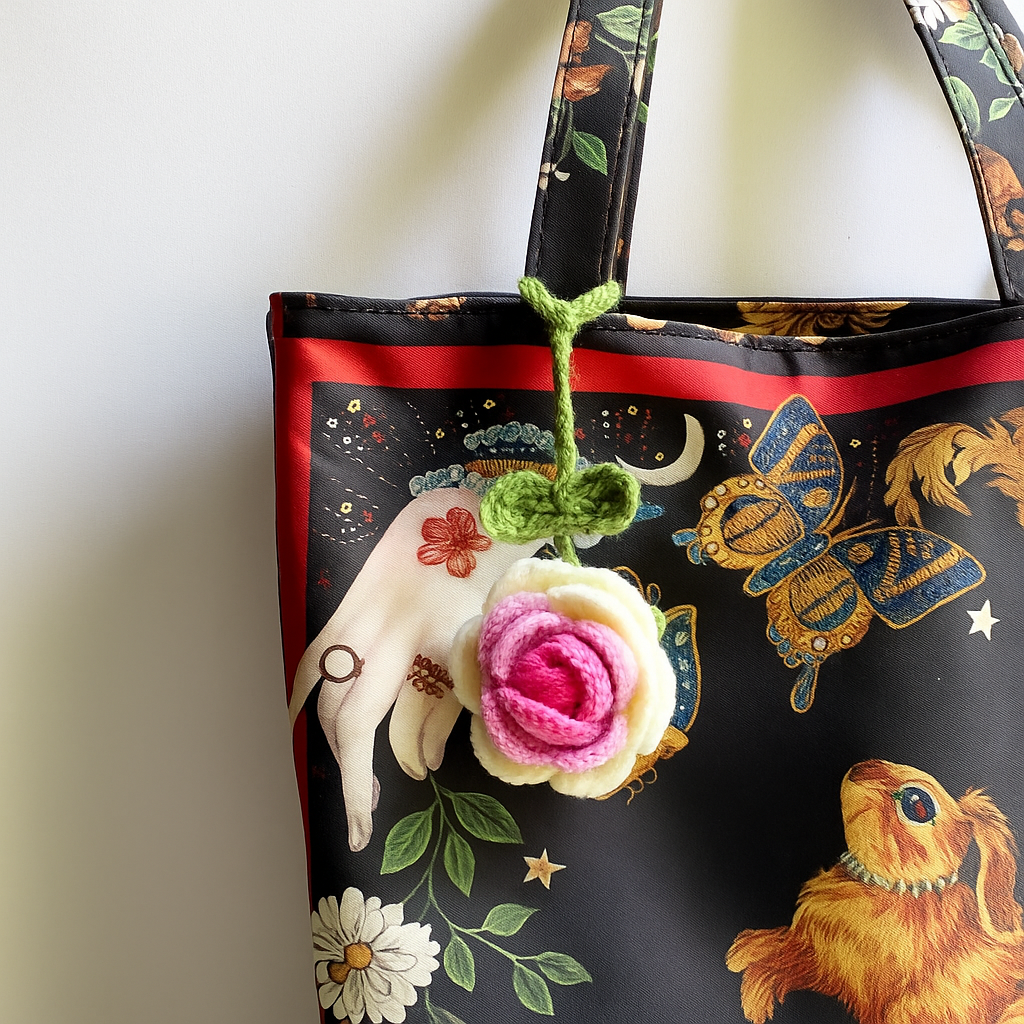 Crochet Cherry Car Mirror Hanging: Handmade Knitted Car Accessory - makephotopuzzleuk