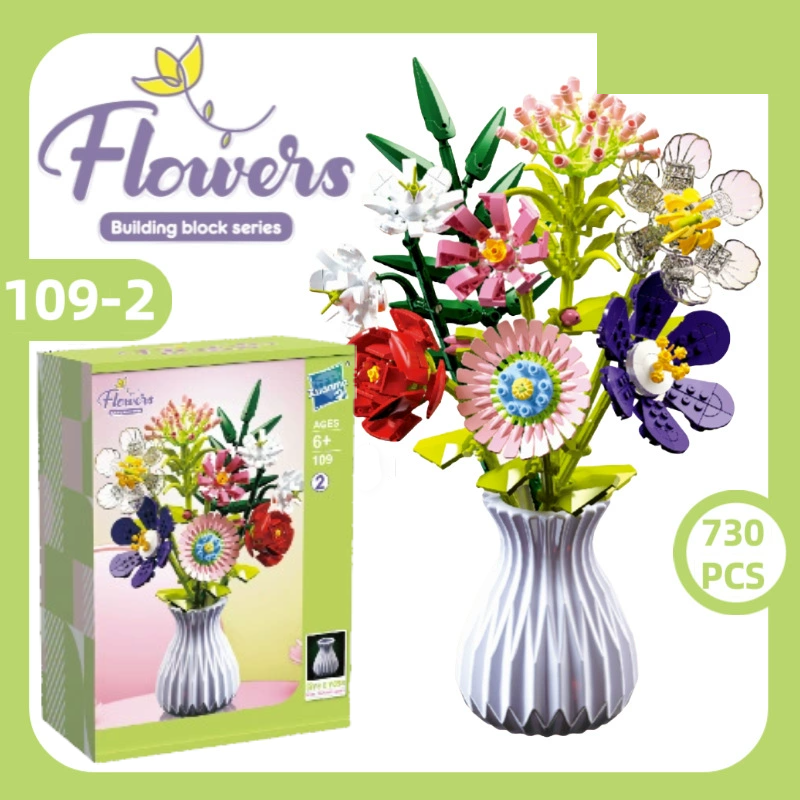 Christmas Flower Bouquet Building Blocks with Vase Eternal Bloom Gift Home Décor